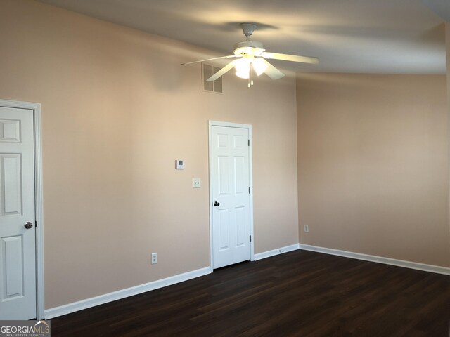 1938 Dilcrest Dr, Duluth, GA 30096 - unfurnished room featuring a ceiling fan, dark wood-type flooring, and baseboards