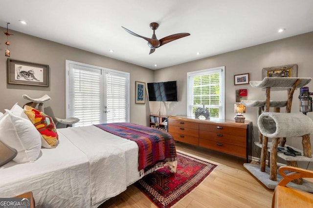 1141 Moorestown Cir, Decatur, GA 30033 - bedroom featuring light wood-type flooring, recessed lighting, and a ceiling fan