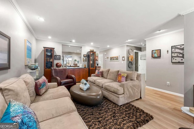 1141 Moorestown Cir, Decatur, GA 30033 - living area with ornamental molding, recessed lighting, and light wood-type flooring