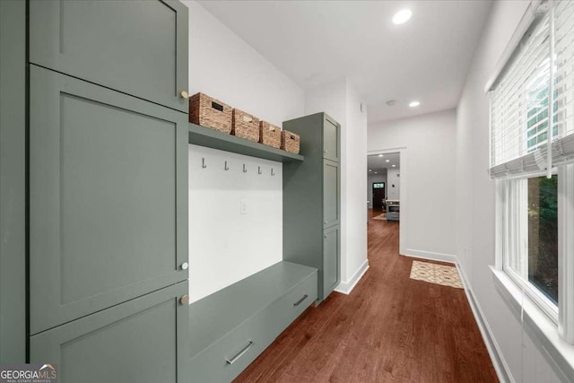2324 Oakview Rd NE, Atlanta, GA 30317 - mudroom with dark wood-type flooring, recessed lighting, and baseboards