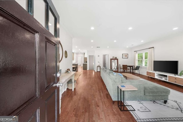 2324 Oakview Rd NE, Atlanta, GA 30317 - living area featuring wood finished floors and recessed lighting