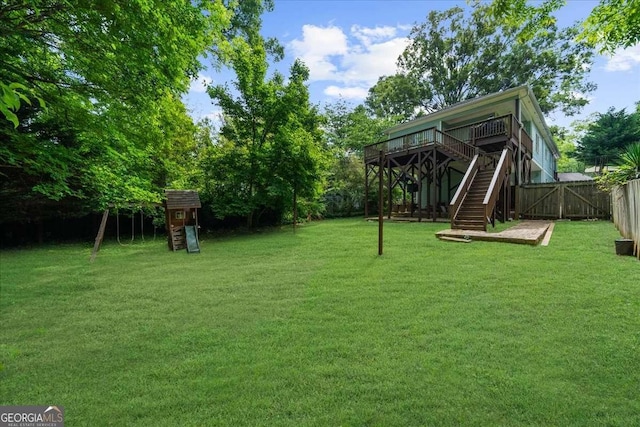 2324 Oakview Rd NE, Atlanta, GA 30317 - view of yard featuring stairs and a wooden deck