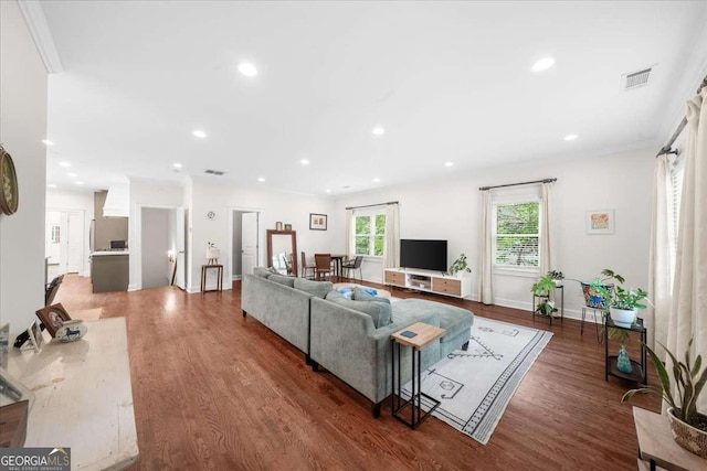 2324 Oakview Rd NE, Atlanta, GA 30317 - living room with recessed lighting, wood finished floors, and baseboards