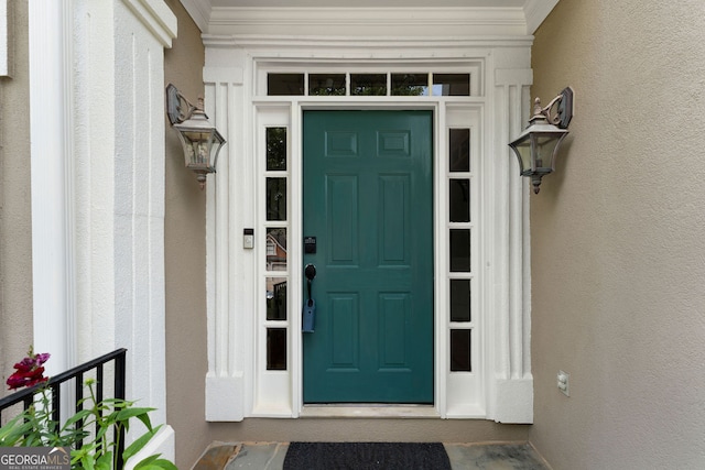 1377 Downington Ln NW, Acworth, GA 30101 - doorway to property with stucco siding