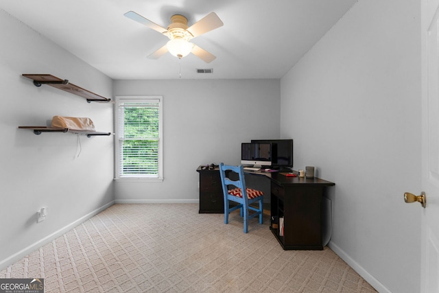 1377 Downington Ln NW, Acworth, GA 30101 - carpeted office featuring a ceiling fan and baseboards