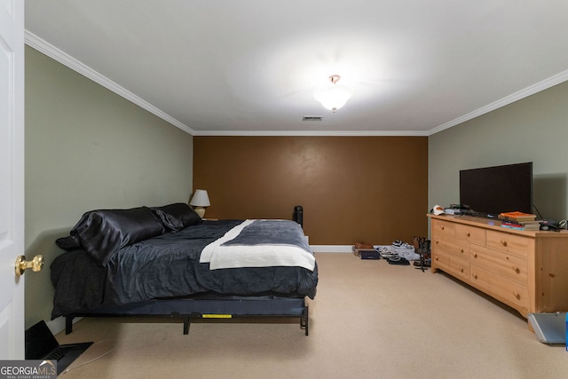 1377 Downington Ln NW, Acworth, GA 30101 - bedroom featuring ornamental molding, light carpet, and baseboards