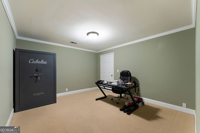 1377 Downington Ln NW, Acworth, GA 30101 - unfurnished office featuring crown molding, carpet flooring, and baseboards