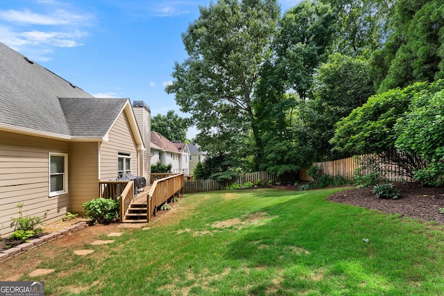 1377 Downington Ln NW, Acworth, GA 30101 - view of yard with a wooden deck