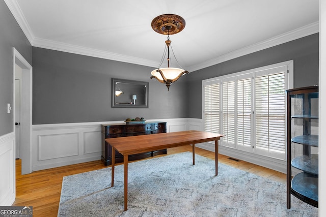 1377 Downington Ln NW, Acworth, GA 30101 - office space with ornamental molding, wood finished floors, and wainscoting