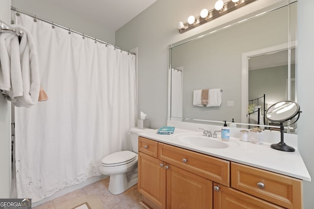 4298 Kingston Gate Cv, Chamblee, GA 30341 - full bathroom featuring toilet, vanity, and tile patterned flooring