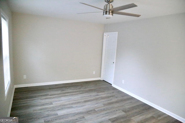 414 E 17th St SW, Rome, GA 30161 - empty room featuring ceiling fan, wood finished floors, and baseboards