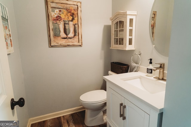 258 Creek View Ln, Acworth, GA 30102 - half bath with vanity, wood finished floors, toilet, and baseboards