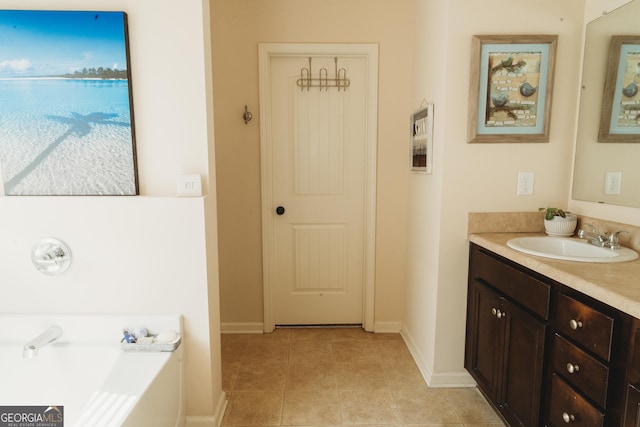 258 Creek View Ln, Acworth, GA 30102 - full bathroom featuring vanity, a garden tub, tile patterned floors, and baseboards