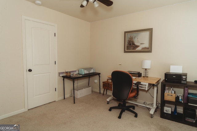 258 Creek View Ln, Acworth, GA 30102 - carpeted office featuring ceiling fan and baseboards