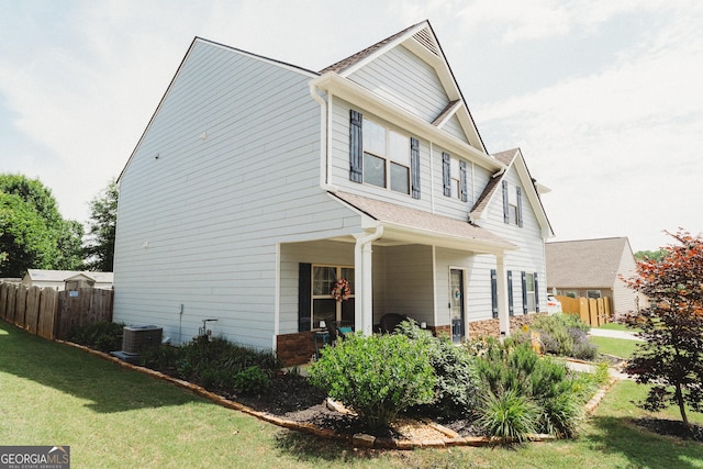 258 Creek View Ln, Acworth, GA 30102 - view of home's exterior featuring cooling unit, a shingled roof, and stone siding
