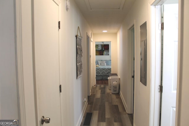 124 Wynn Rd, Mcdonough, GA 30252 - hall featuring dark wood-type flooring and baseboards