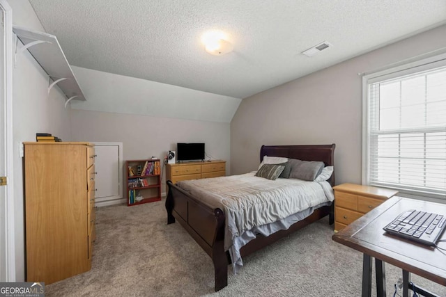 4305 Chesapeake Trce, Acworth, GA 30101 - carpeted bedroom featuring a textured ceiling and lofted ceiling
