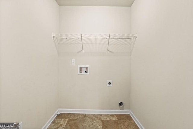 321 Shannon Ct, Mcdonough, GA 30252 - laundry area with electric dryer hookup, washer hookup, and baseboards