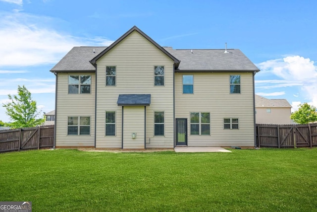 321 Shannon Ct, Mcdonough, GA 30252 - back of house featuring a patio, a gate, and a shingled roof