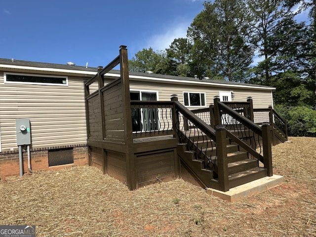 2093 Double Bridge Rd, Demorest, GA 30535 - back of house with stairway, a wooden deck, and crawl space