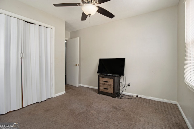 2950 Springfield Ct SW, College Park, GA 30349 - unfurnished bedroom with carpet, baseboards, and ceiling fan