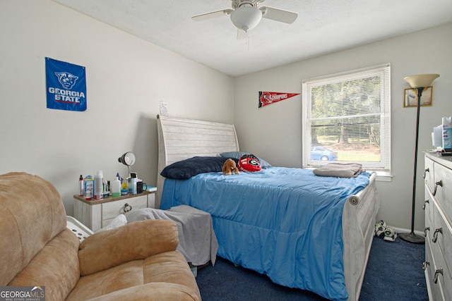 2950 Springfield Ct SW, College Park, GA 30349 - bedroom featuring dark carpet, ceiling fan, and baseboards