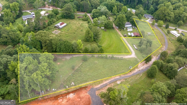 aerial view of property's location featuring property parcel outlined