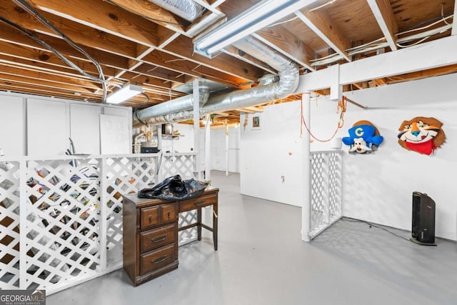 view of unfinished basement