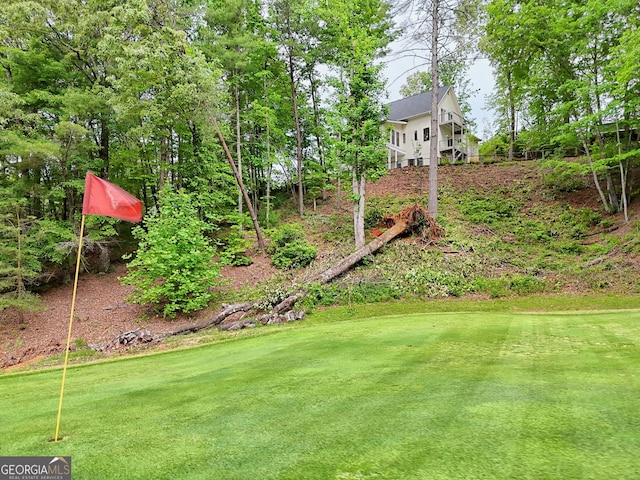 view of grassy yard featuring golf course view