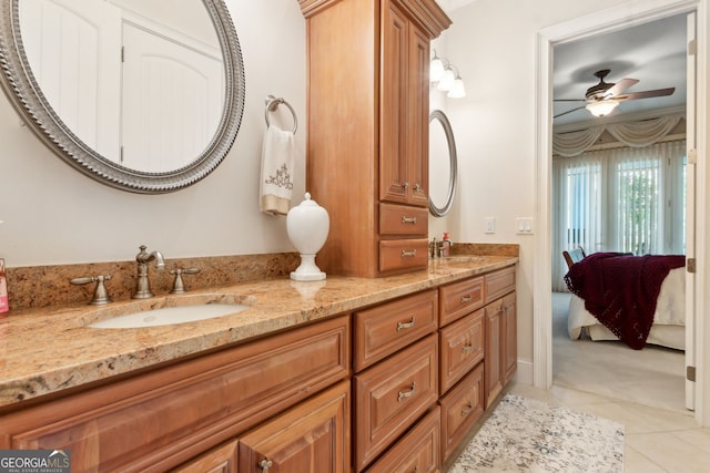 364 Osprey Cir, Saint Marys, GA 31558 - ensuite bathroom featuring a ceiling fan, tile patterned flooring, and double vanity