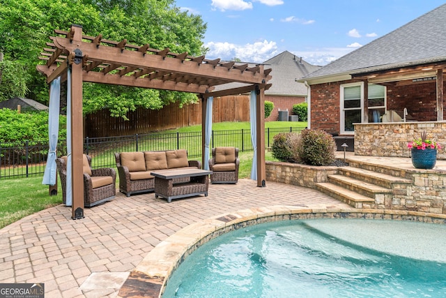 1610 Turtle Pond Dr, Hoschton, GA 30548 - view of pool with an outdoor living space, a patio area, and a pergola