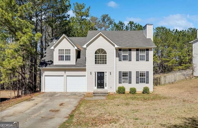 4150 Soaring Dr, Douglasville, GA 30135 - view of front of property with driveway and a chimney