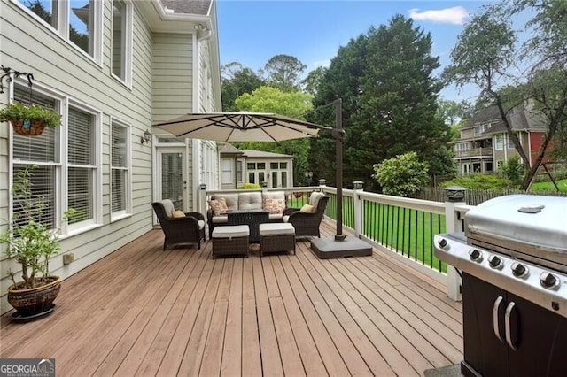 1029 Ector Dr NW, Kennesaw, GA 30152 - deck with an outdoor hangout area and a grill