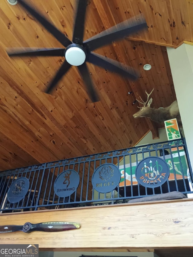 601 Colquitt Rd, Cedartown, GA 30125 - detailed view of wooden ceiling and a ceiling fan