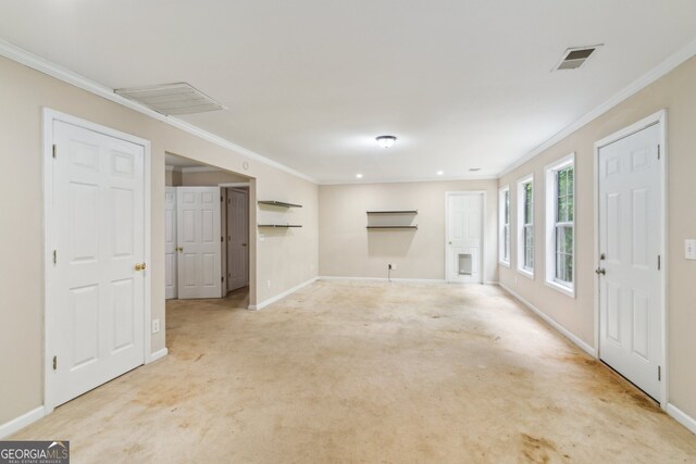 111 Trellis Ct, Acworth, GA 30101 - unfurnished living room with crown molding, baseboards, and carpet floors