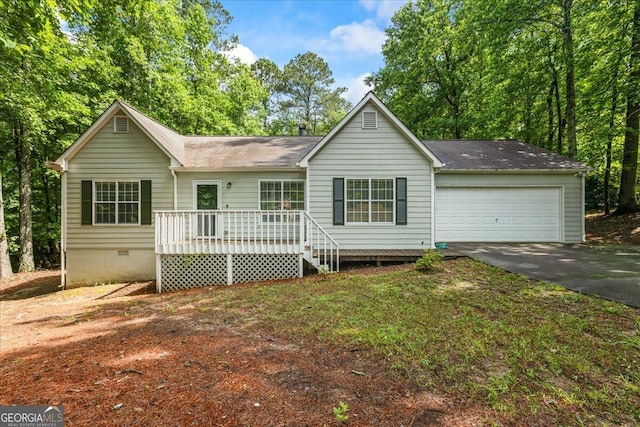 1154 Pinebrook Rd, Auburn, GA 30011 - single story home with crawl space, driveway, a garage, a deck, and roof with shingles
