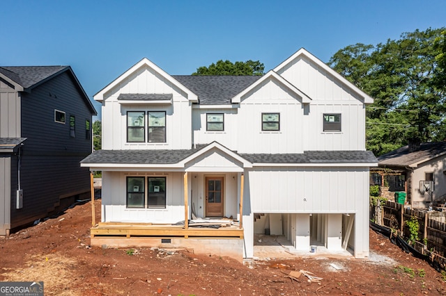 278 1st Ave, Avondale Estates, GA 30002 - modern farmhouse style home featuring roof with shingles, fence, and a porch