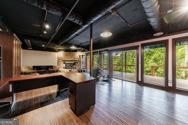 office area featuring hardwood / wood-style flooring