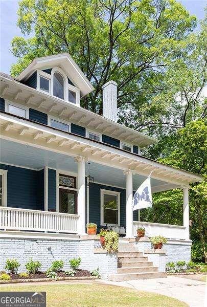 118 Waverly Way, Atlanta, GA 30307 - view of front of house featuring a porch and a chimney