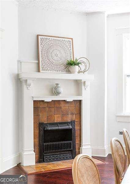 118 Waverly Way, Atlanta, GA 30307 - detailed view of a tile fireplace and wood finished floors