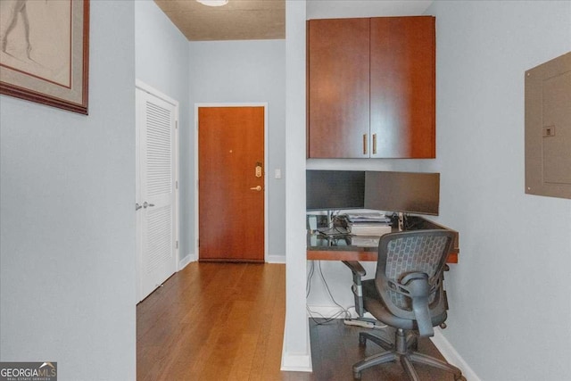 400 W Peachtree St NW Unit 2604, Atlanta, GA 30308 - office area featuring wood finished floors, electric panel, and baseboards