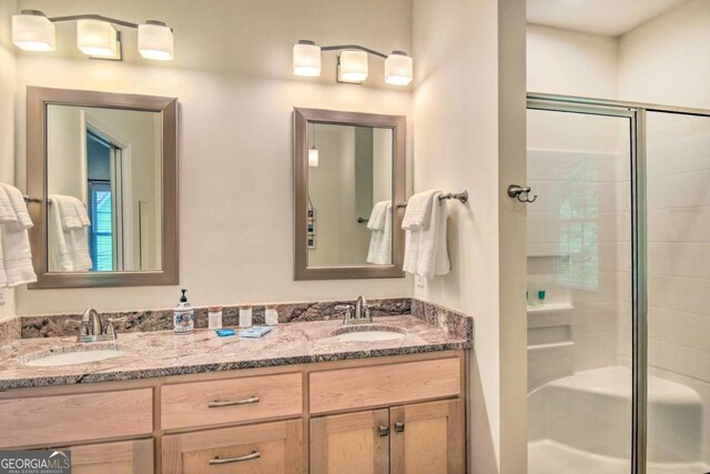 255 S Grove St, Dahlonega, GA 30533 - full bath featuring a stall shower and double vanity