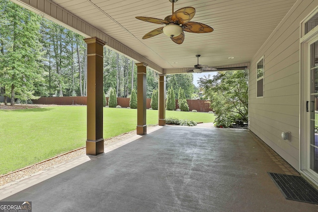 view of patio / terrace with ceiling fan