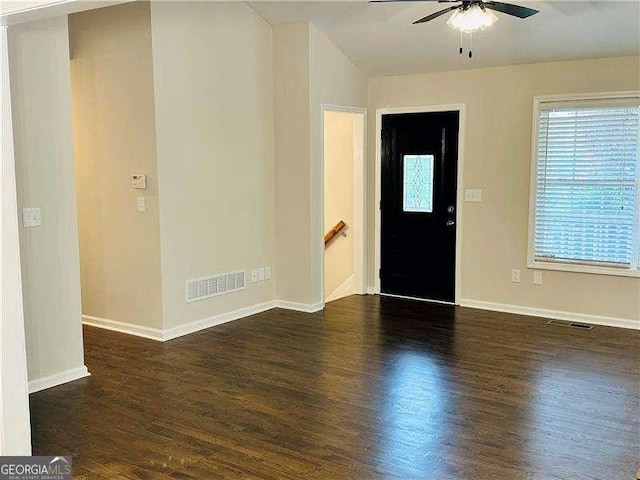 107 Oconnor Dr, Dallas, GA 30157 - foyer featuring a ceiling fan, healthy amount of natural light, wood finished floors, and baseboards