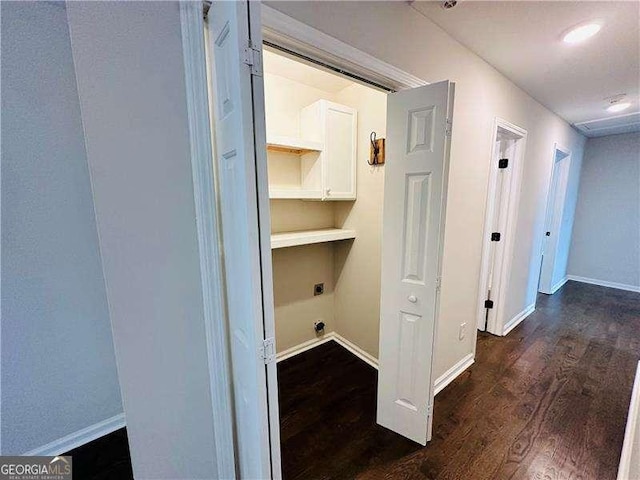 107 Oconnor Dr, Dallas, GA 30157 - hallway with dark wood-style flooring and baseboards