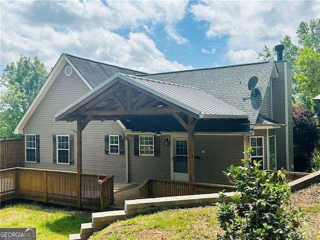 107 Oconnor Dr, Dallas, GA 30157 - back of house with a deck and a chimney