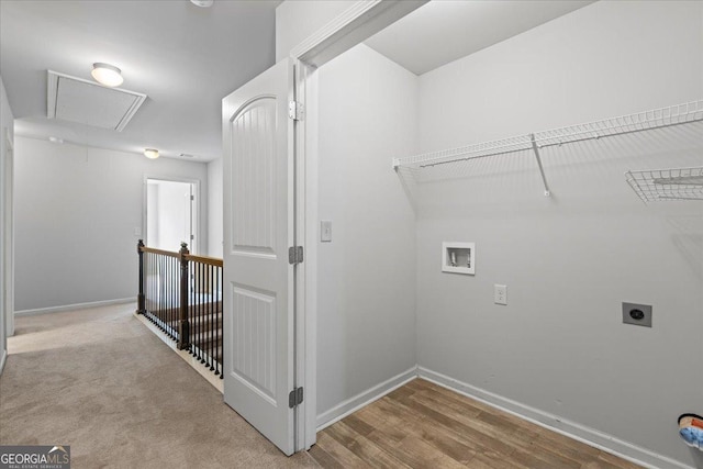 360 Turtle Creek Dr, Winder, GA 30680 - laundry area with attic access, hookup for an electric dryer, hookup for a washing machine, and baseboards