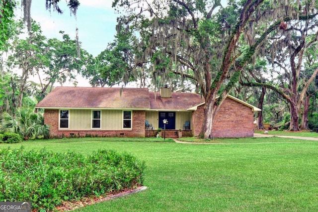 109 Mackqueen Dr, Brunswick, GA 31525 - ranch-style home featuring a chimney, crawl space, and a front lawn