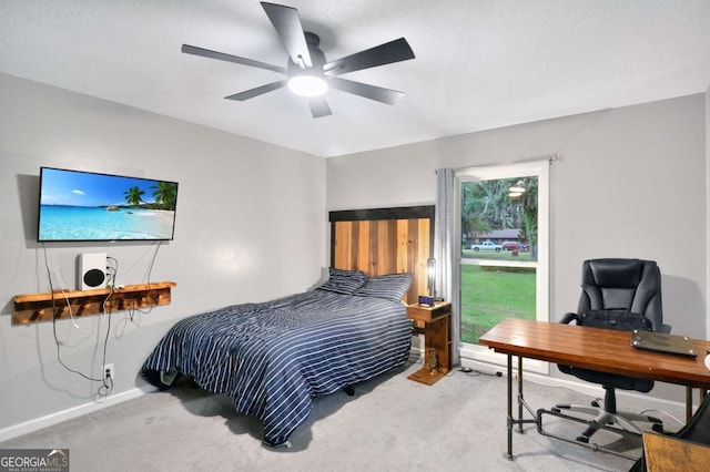 109 Mackqueen Dr, Brunswick, GA 31525 - carpeted bedroom featuring an office area, baseboards, and a ceiling fan