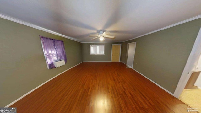 2422 Williams Mill Rd, Zebulon, GA 30295 - spare room with a ceiling fan, wood finished floors, ornamental molding, and baseboards